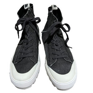 Lucky Brand Eisley Black Chunky High Top Tennis Shoes Side Zipper Size 7.5